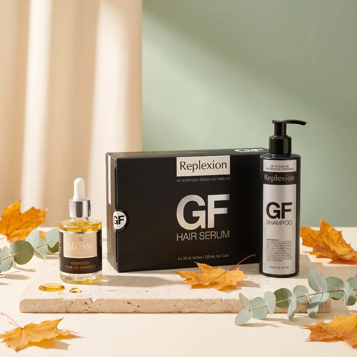 Le pack cure 4 mois : coffret 4 fioles + shampoing, avec l'huile ozonée réparatrice offerte